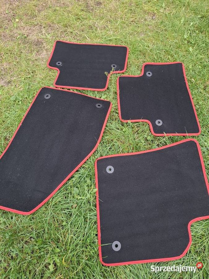 Beżowe dywaniki samochodowe welurowe z czerwoną Otwock