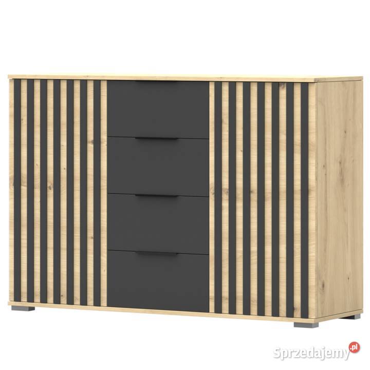 Duża pojemna komoda135 z lamelami artisan czarny
