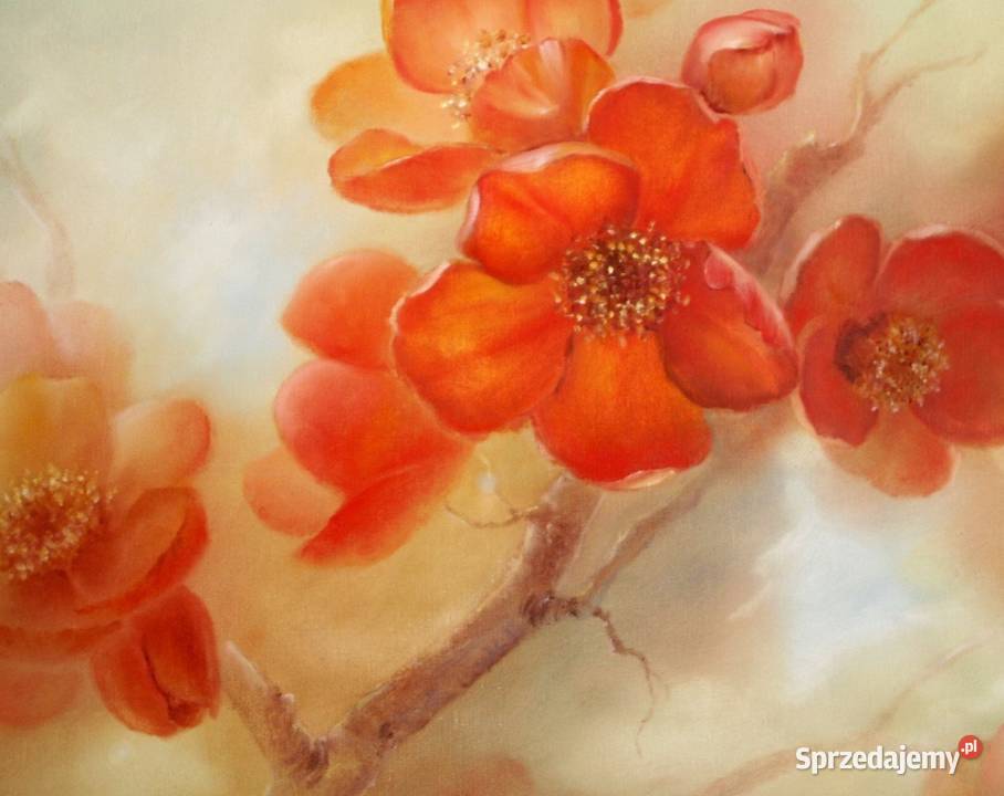 Gałązka Pigwy Impresja ręcznie malowolejny Malarstwo małopolskie Nowy Sącz