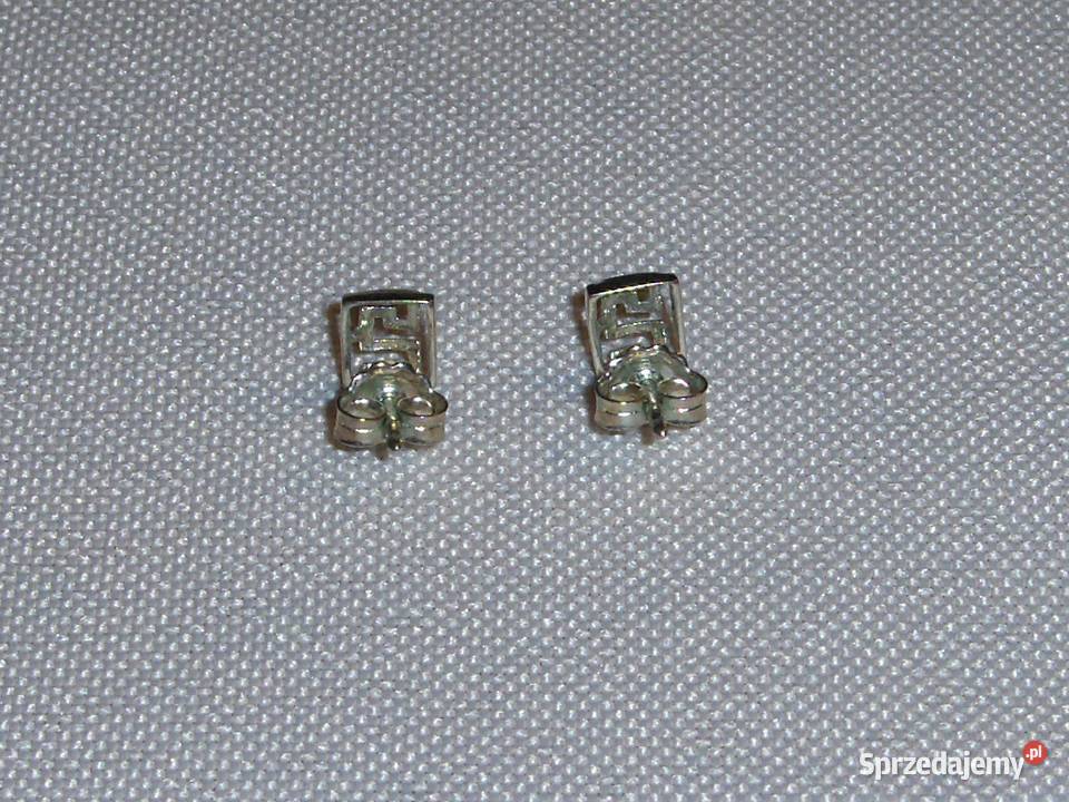 Srebrne kolczykiwkręty z greckim motywem Łódź