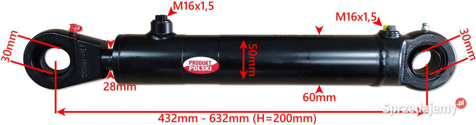 SIŁOWNIK CYLINDER SKOK 200 PŁUG CHWYTAK KROKODYL nieuszkodzony Solec Kujawski