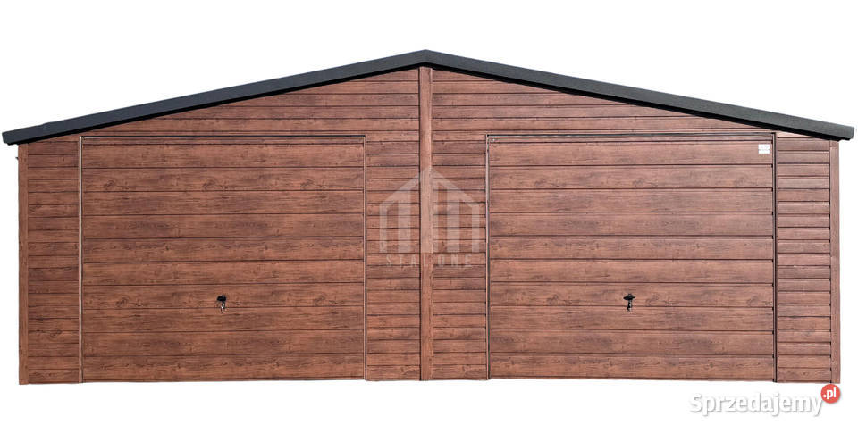 Garaż blaszany 8x6m 2x brama uchylna drzwi dach