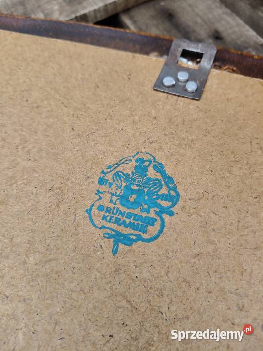 Lustro lata 60 ceramika szkliwiona 42 x 42 Kalisz