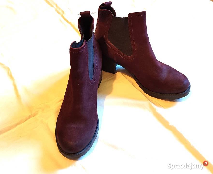 Bordowe zamszowe skórzane botki Lasocki r 41