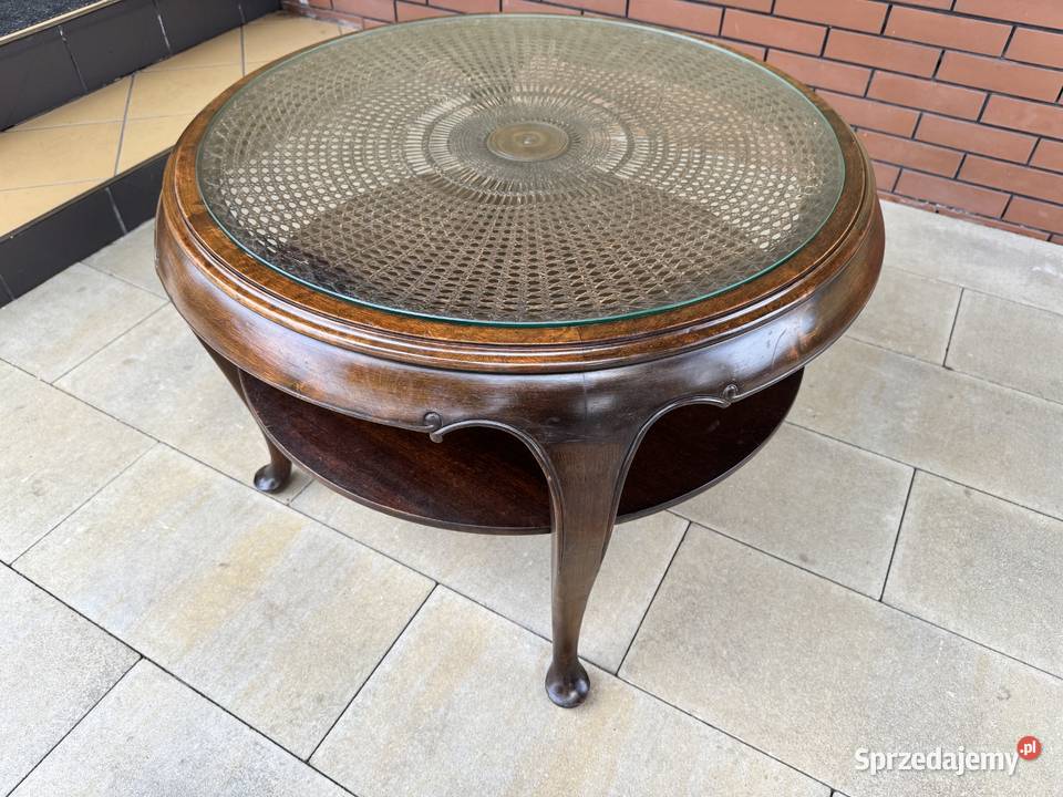 Stolik Ludwik z rafią stylowy kawowy Dom i Ogród Sulbiny