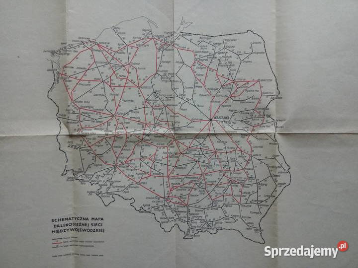 Dwustronna mapa sieci autobusowych 1967r Dąbrowa Górnicza