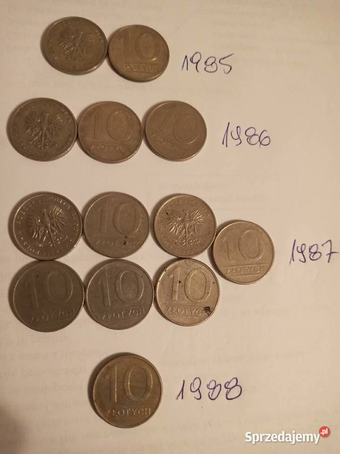 Monety 10 zł z 1985\86\87\88 r.