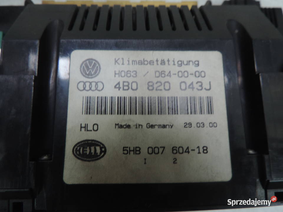 PANEL NAWIEWU KLIMATYZACJI 4B0820043J AUDI A6 C5 Wyposażenie wnętrza sprzedam