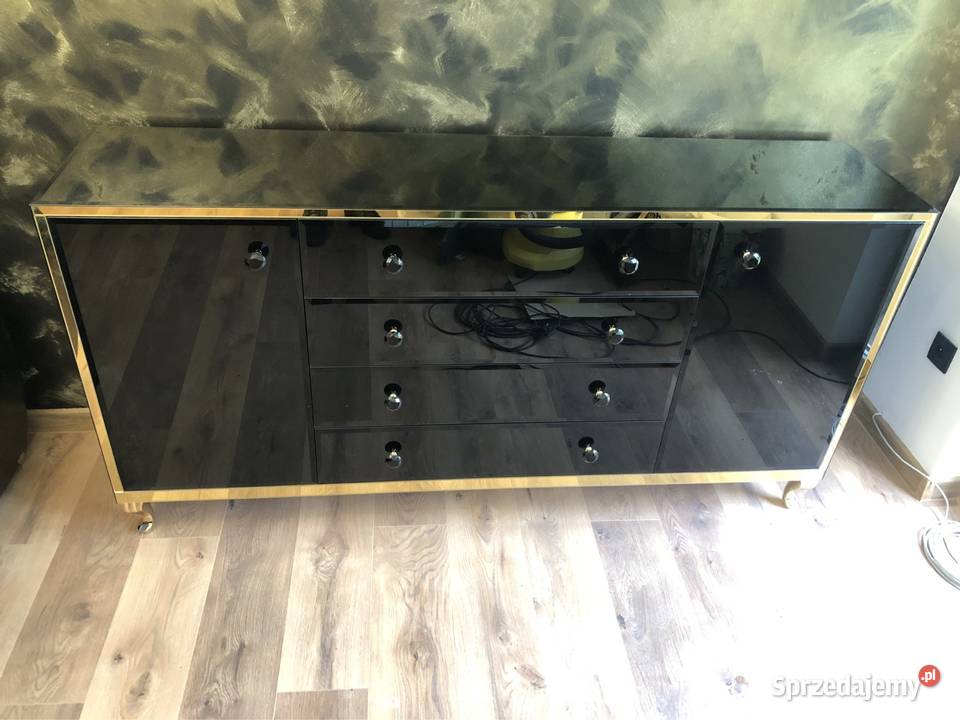 Komoda czarna złota glamour nowoczesna Kępno