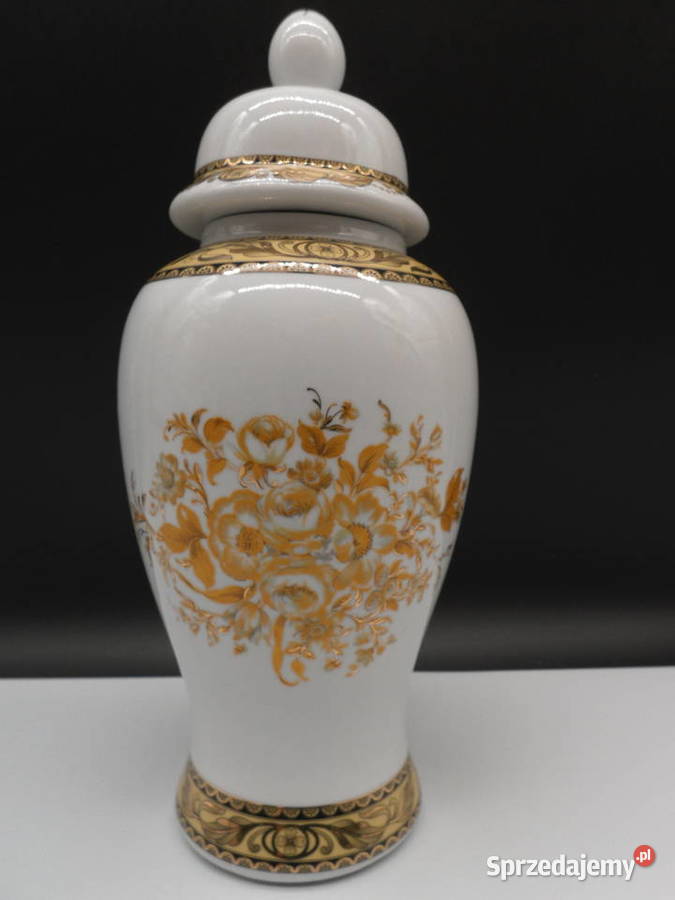 Duża Porcelanowa Amfora z Pokrywą Złocona Raszków