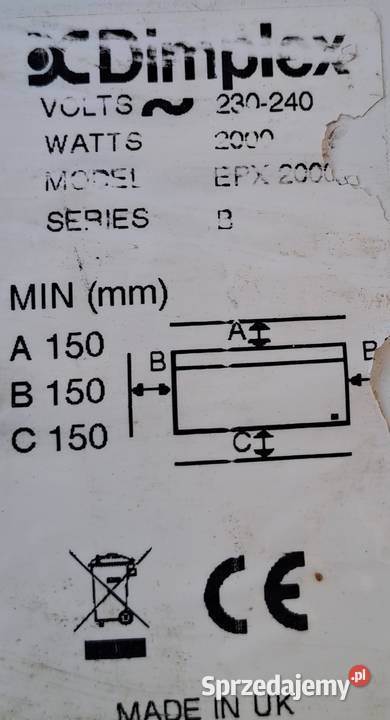 3 grzejniki dimplex 2kW 1kW 15 kW model EPX opolskie
