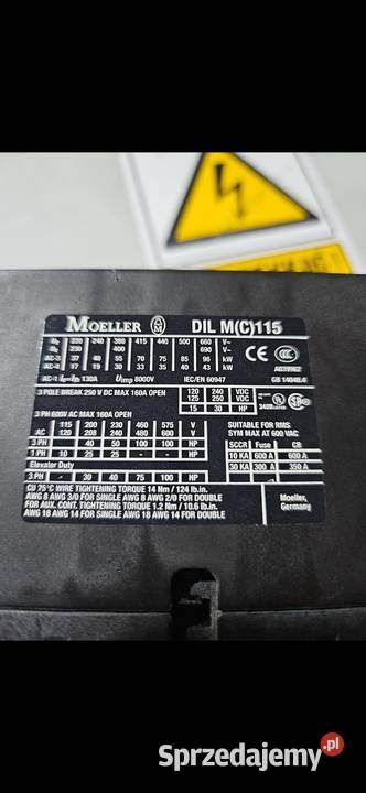 Stycznik mocy Moeller DIL MC 115 160 A
