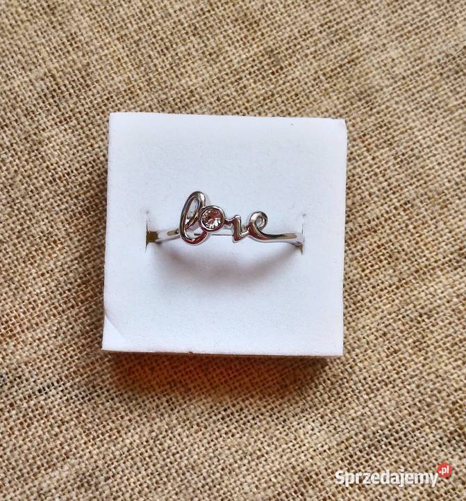 Nowy pierścionek srebrny kolor LOVE miłość biała Szczecin