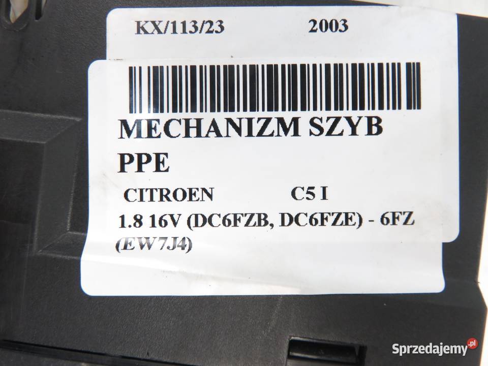 PODNOŚNIK SZYBY PRAWY PRZÓD CITROEN C5