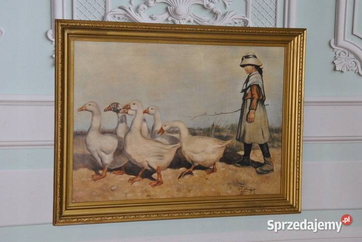 Wł Tetmajer Dziewczynka z Gęsiami Polski Obraz Obrazki i obrazy Kraków