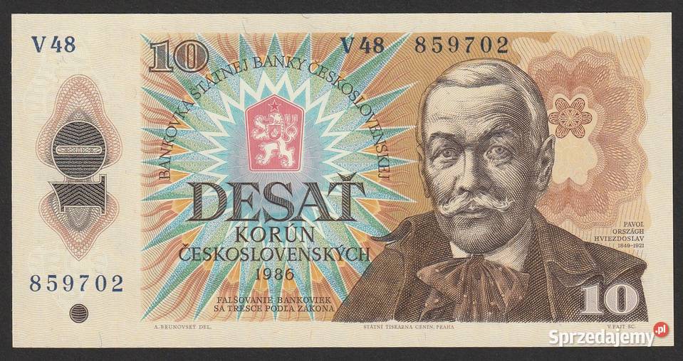 CZECHOSŁOWACJA 10 KORON 1986 STAN BANKOWY UNC Łódź