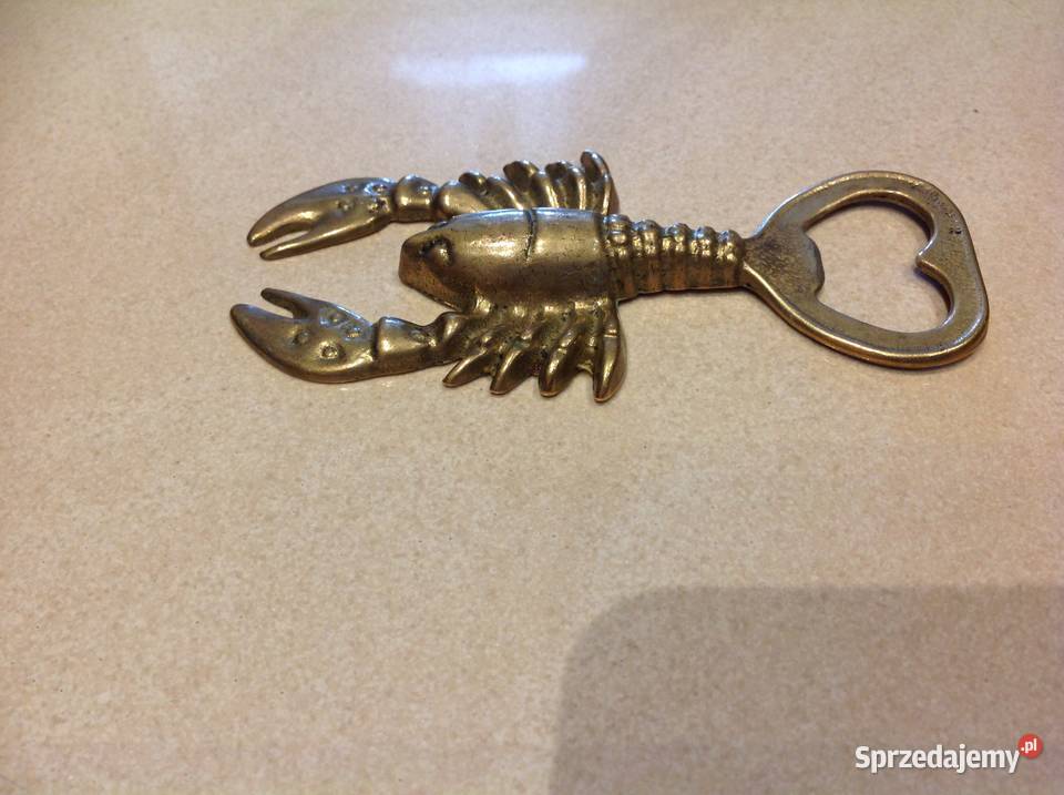 Stary Otwieracz Mosiężny Rak sygnowany odcienie żółtego Nowa Sól