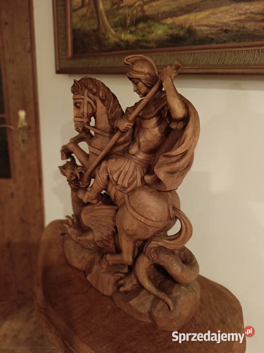 Pojedynek św Jerzego ze smokiem rzeźba drewniana kujawsko-pomorskie Lipno sprzedam