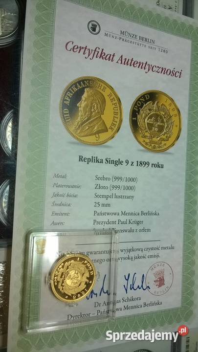 moneta REPLIKA SINGLE 9 Z 1899r Ag PLATEROWANA mazowieckie Warszawa sprzedam