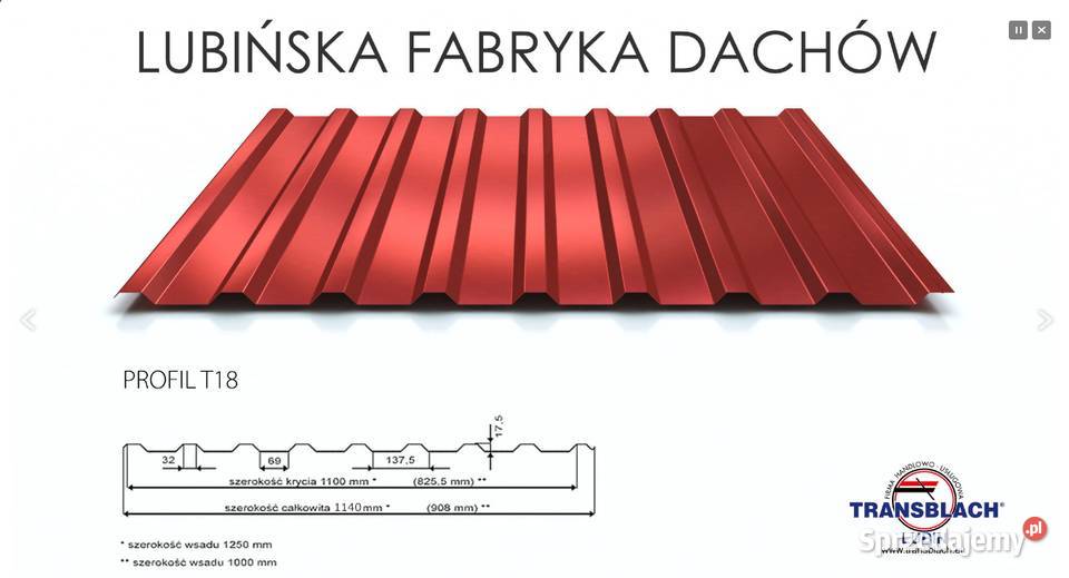 BLACHA TRAPEZOWA T18 1 GATUNEK PRODUCENT dolnośląskie Lubin