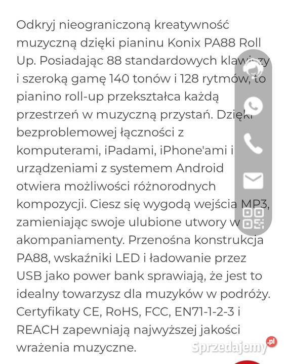 Profesjonalne silikonowe zwijane pianino Konix