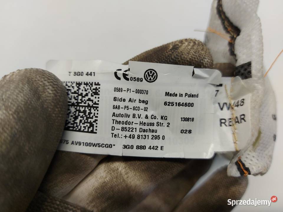 VW Arteon 3G8 2018r PODUSZKA POWIETRZNA FOTELA dolnośląskie
