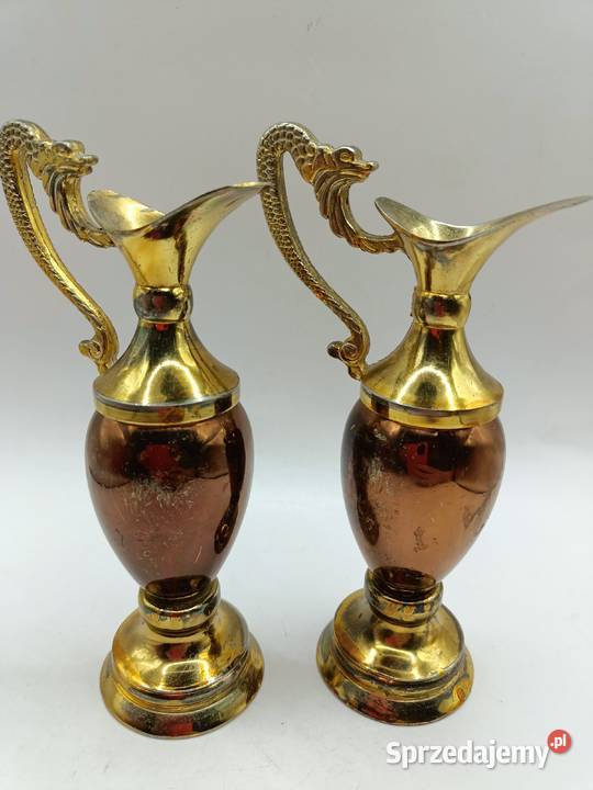 Metal dwa angielskie dzbanki wazony z głową Zamość