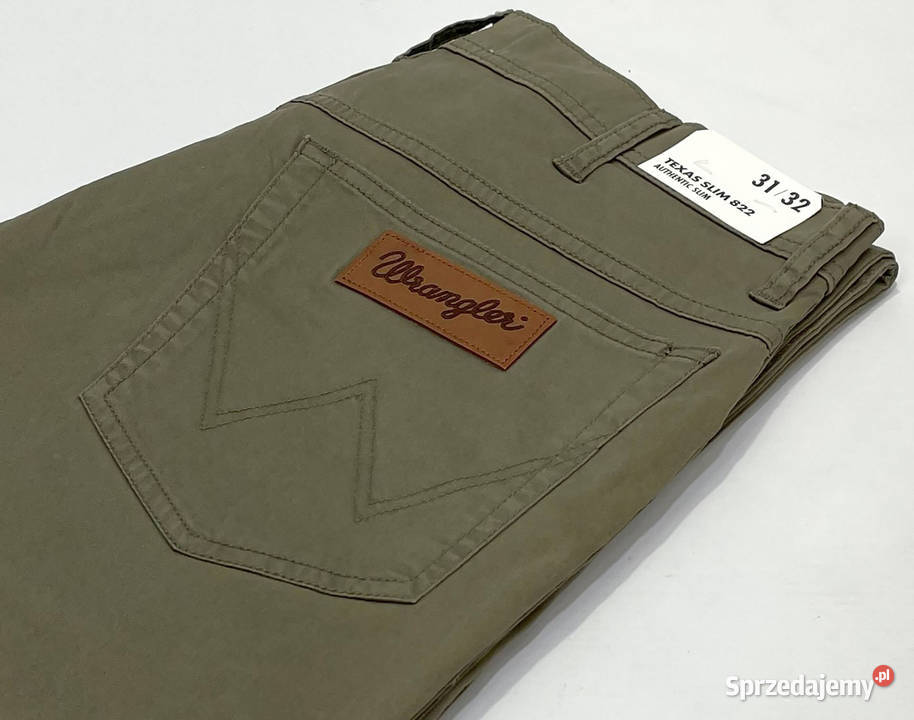 Spodnie męskie Wrangler Texas Slim Dusty Olive zielony śląskie