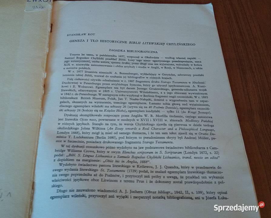Geneza i tło historyczne Biblii litewskiej Gdańsk sprzedam