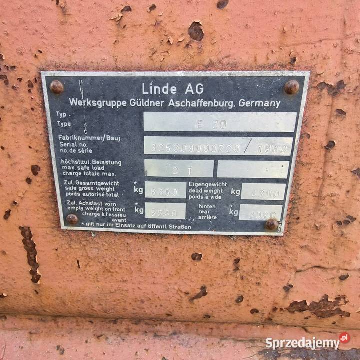 Wózek widłowy widlak Linde e20 elektryczny 2t wielkopolskie Ruda sprzedam