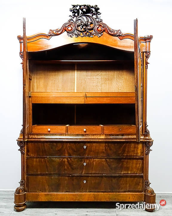 Antyk KREDENS ORZECH miodowy rzeźbiony 3 184cm Kalisz sprzedam