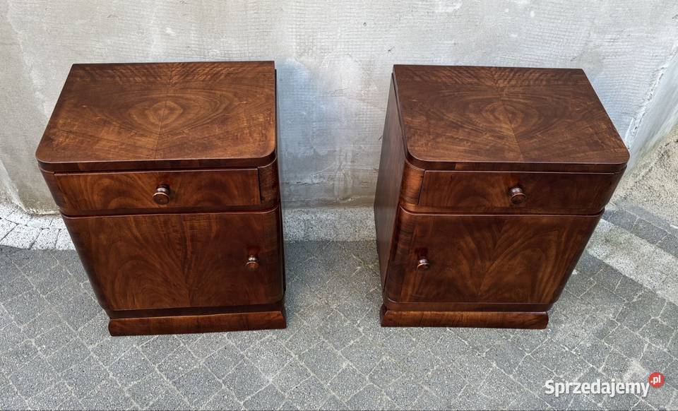 Stoliki Nocne Orzechowe Art Deco Komplet 2sztk