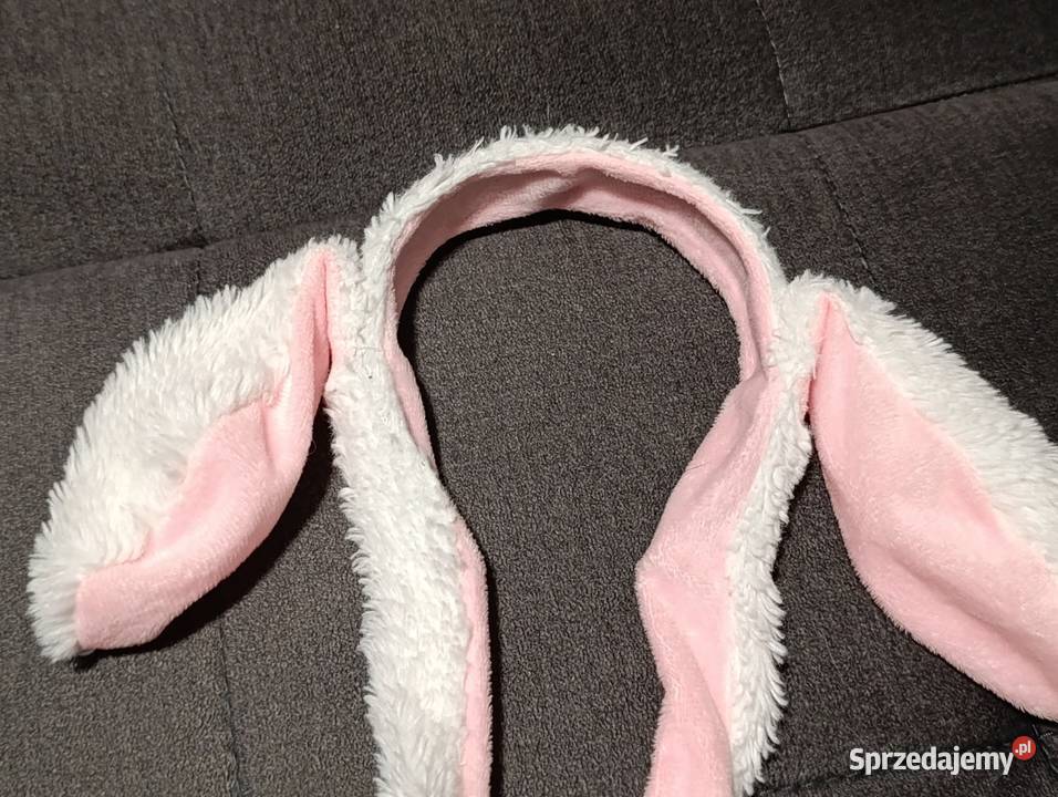 białoróżowa opaska z uszami królik z ruchomymi Pozostałe wielkopolskie