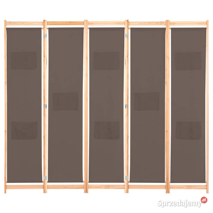 Parawan 5panelowy brązowy 200 x 170 x 4 tkanina Warszawa