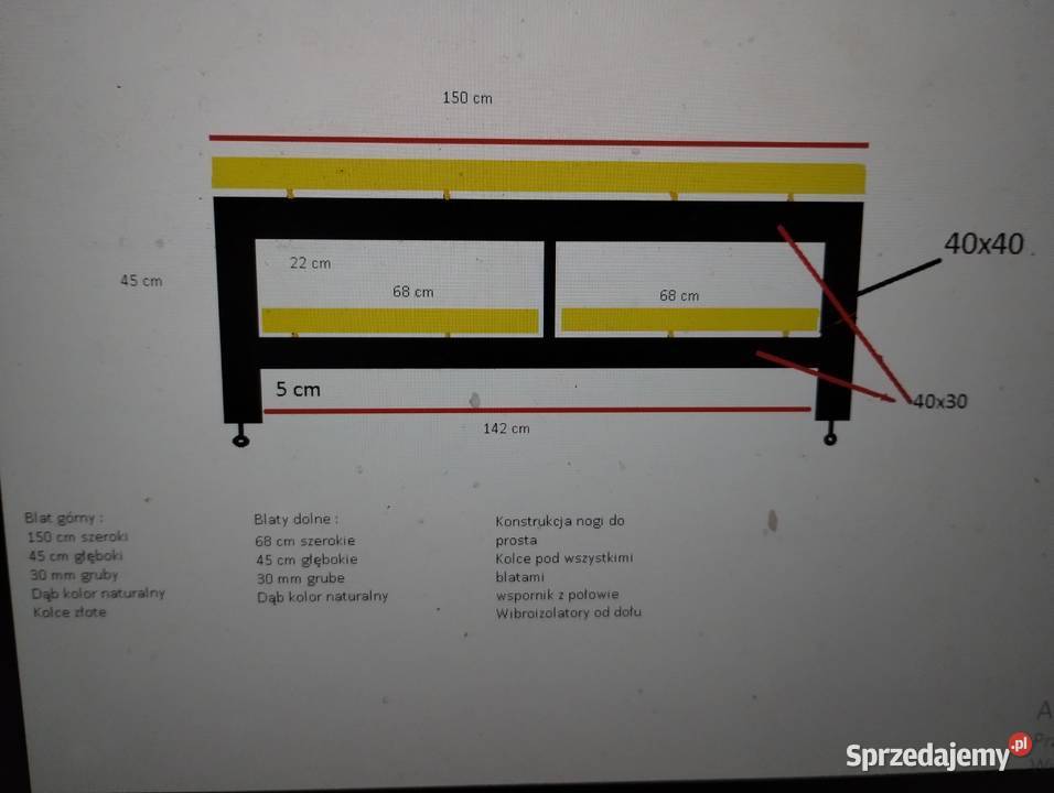 Szafka Rtv stolik audio Hifi półka pod telewizor 45cm Kraków