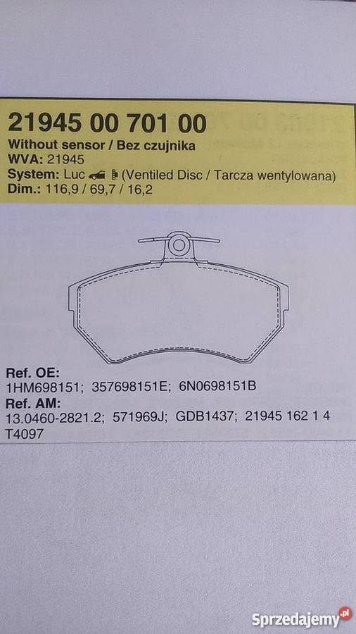 Klocki hamulcowe SEAT WV Ciechanów