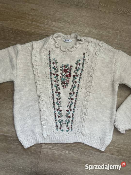 Sweter z haftem M sweter z haftem i falbankami długi mazowieckie Wyszków