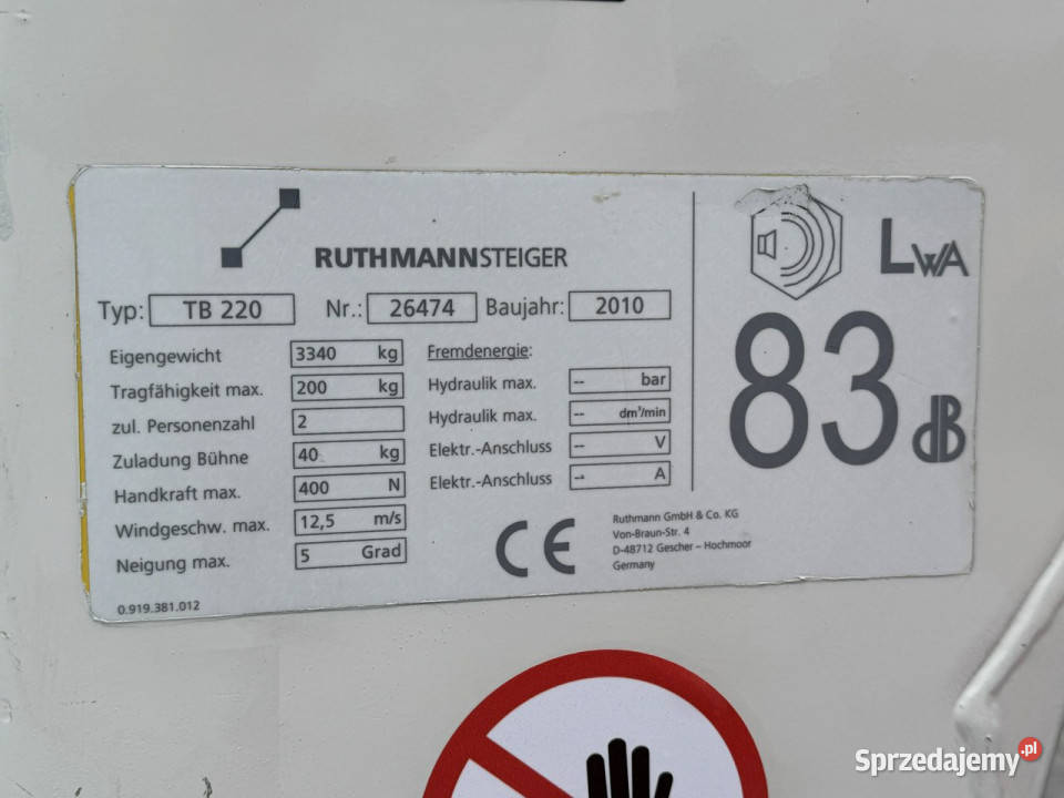 Mercedes Sprinter Podnośnik Koszowy 22m RUTHMANN nieuszkodzony Mercedes-Benz