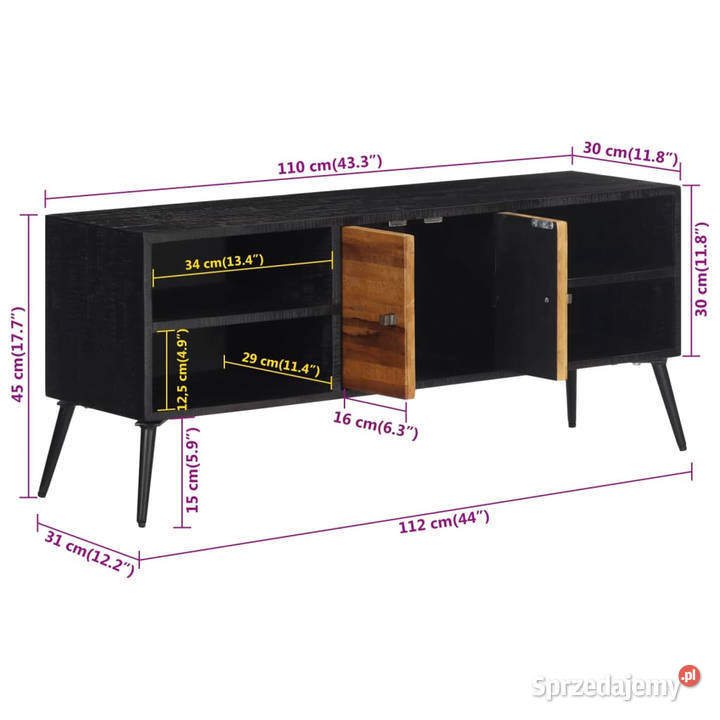 Szafka TV 112x31x45 drewno tekowe z odzysku RTV mazowieckie sprzedam