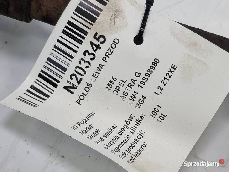 PÓŁOŚ LEWA PRZÓD OPEL ASTRA G kujawsko-pomorskie