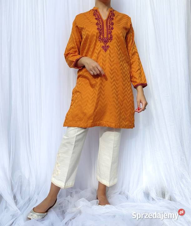 Pomarańczowa tunika Bollywood XL 42 kameez haft pomarańczowy zachodniopomorskie