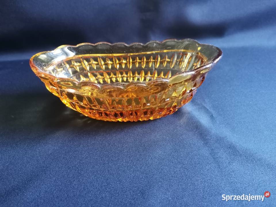 Stara miodowa miseczka gondola szkło Art Deco Porcelana i szkło Antyki, Sztuka, Kolekcje śląskie Siemianowice Śląskie