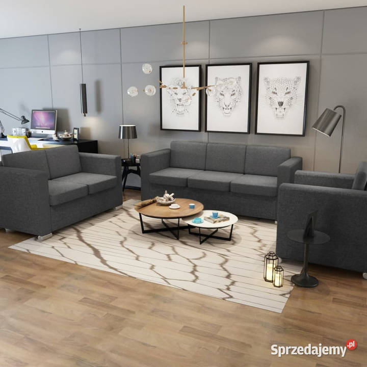 Komplet wypoczynkowy 321 ciemnoszary materiał Sofy i kanapy Warszawa