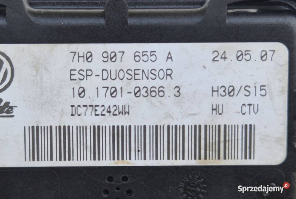 MODUŁ CZUJNIK ESP VW SEAT AUDI SKODA 1K0907655C świętokrzyskie Działoszyce