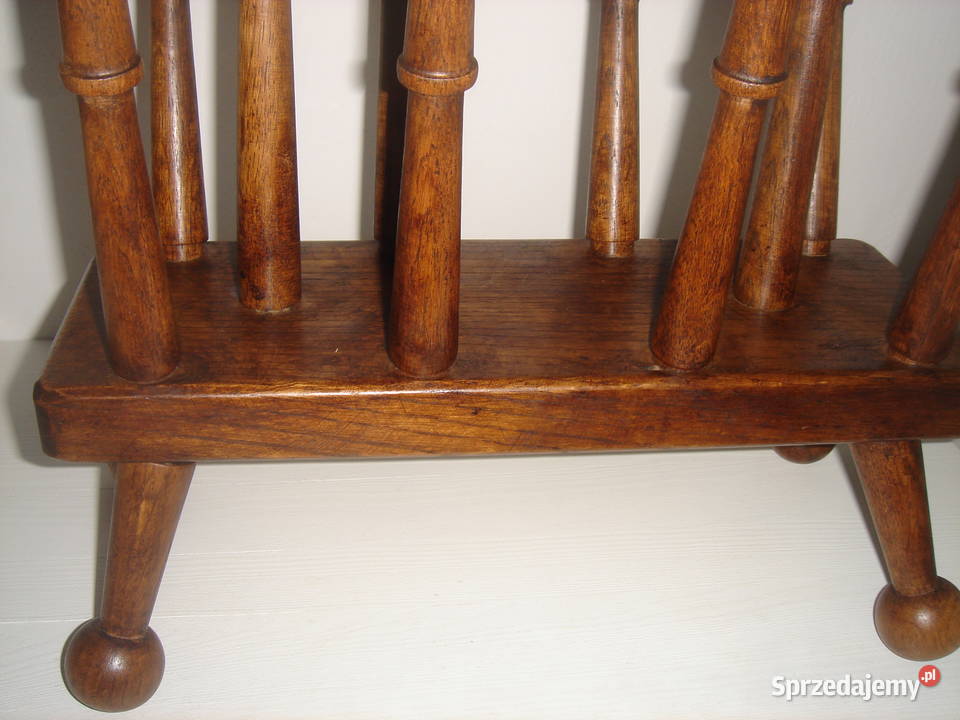 Stary dębowy gazeciak stojak na gazety Łódź