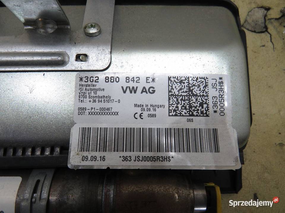 PODUSZKA AIRBAG KOLANOWA PASSAT B8 3G2880842E osobowe