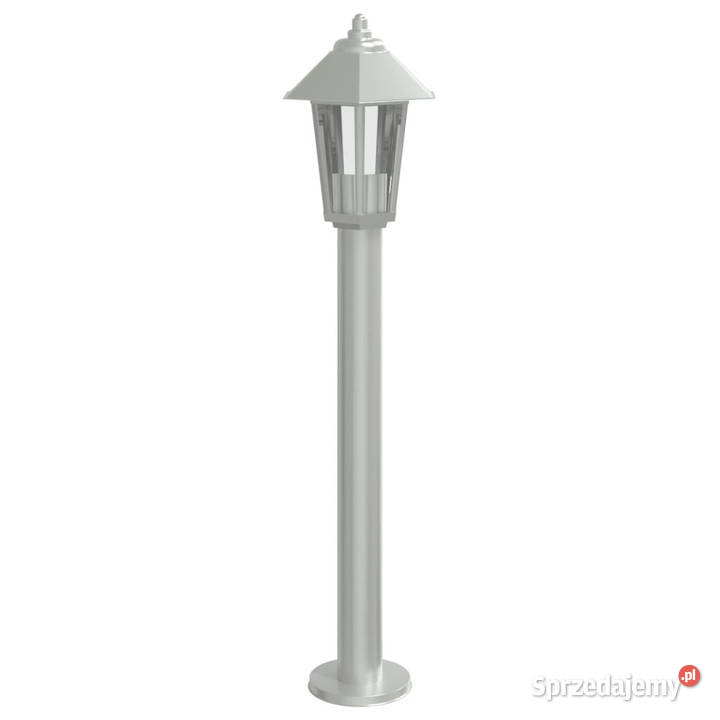 Lampa ogrodowa na słupku srebrna 80 stal mazowieckie