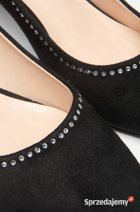 Buty na obcasie z imitacji zamszu diamenciki