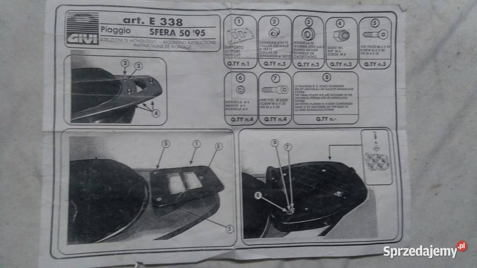 Plyta stelaż kufra bagażnik GIVI E338 Piaggio podlaskie Bielsk Podlaski