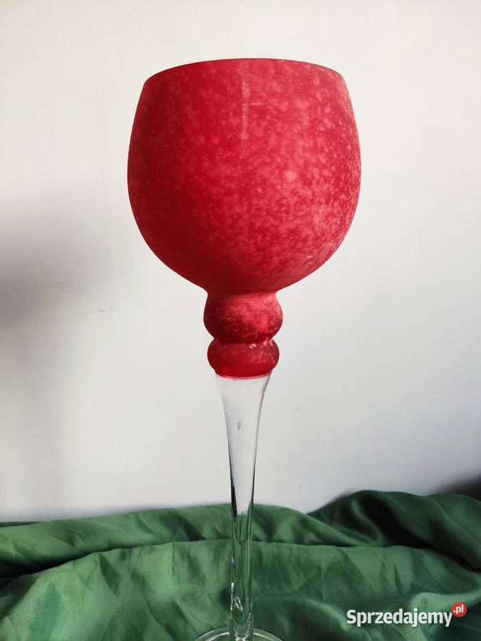 Kielich szklany czerwony lampion h40 Głuchołazy